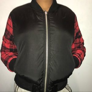 UNIF Reversible Red/Black Plaid Bomber